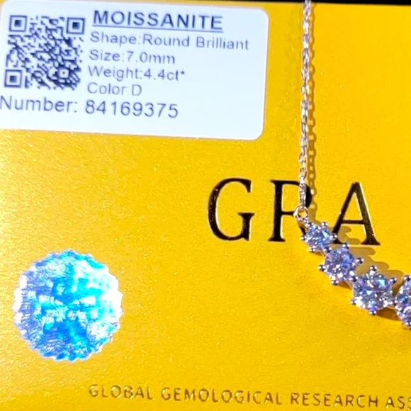 Sterling Silver Moissanite Journey Necklace - Picture 2 of 3